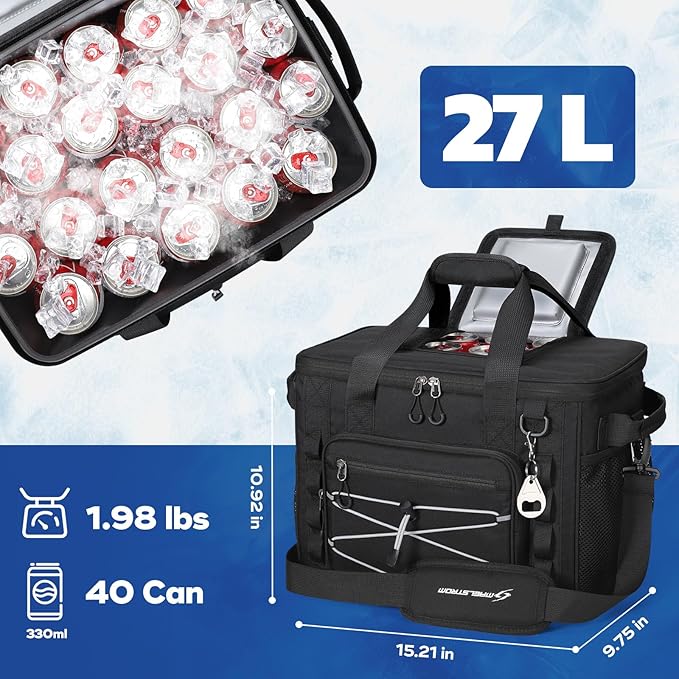Maelstrom Soft Sided Cooler Bag, 30/40 Can Collapsible Insulated Ice Chest, Large Leakproof Camping