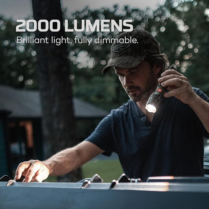 NEBO SLYDE King 2K Flashlight | 2000 Lumens, 7 Light Modes, Rechargeable COB Work Light & LED