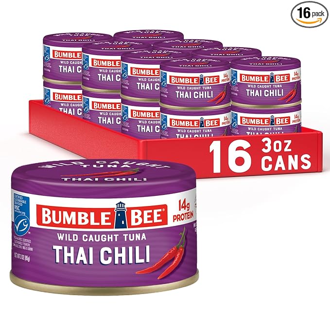 Bumble Bee Snackers - Thai Chili Tuna, 3 oz Easy Open Can - 14g Protein per Serving - Wild Caught