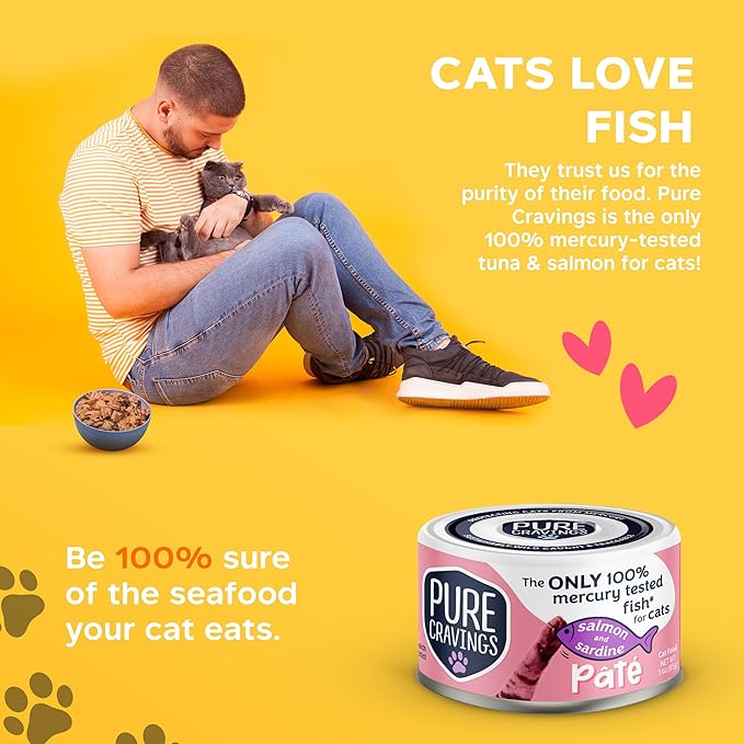 Pure Cravings Salmon and Sardine Pate, Canned Wet Cat Food, 100% Mercury-Tested, Moist Can Fish