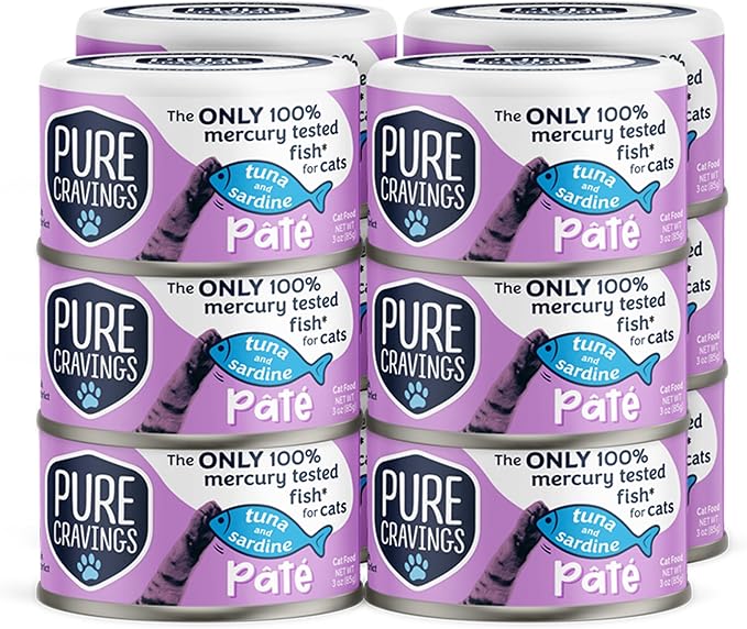 Pure Cravings Tuna and Sardine Pate, Canned Wet Cat Food, 100% Mercury-Tested, Moist Can Fish