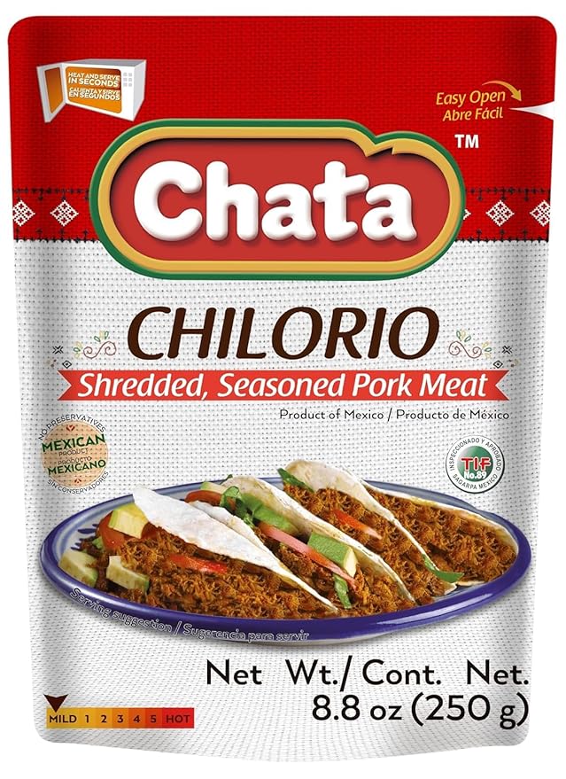 Chata Pork Chilorio, Shredded Seasoned Meat, 8.8 oz, Pack of 1