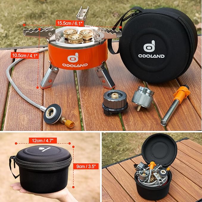Odoland 5000W Portable Camping Stove Lightweight Camp Stove Collapsible Backpacking Stove with EVA