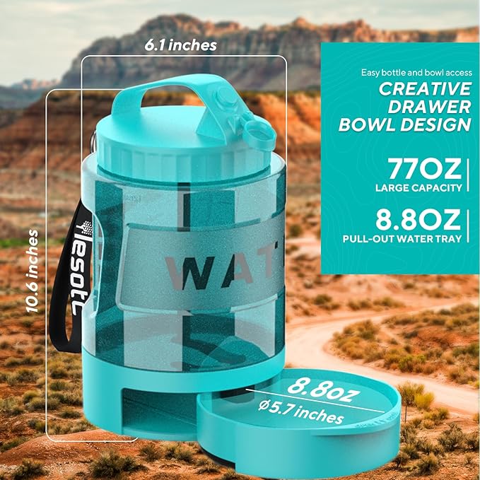 77oz Portable Dog Water Bottle, Large Travel Water Bowls for Dogs Camping Essentials Hiking Park