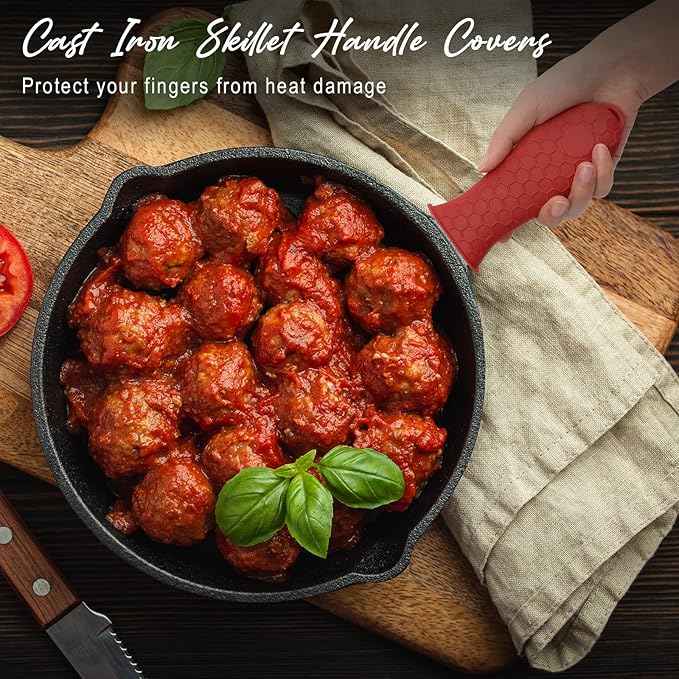 Joyhalo Cast Iron Handle Covers, 6 Pack Heat Resistant Silicone Handle Covers for Cast Iron