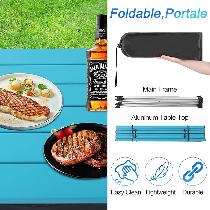 Grope Portable Camping Table Ultralight Aluminum Camp Table with Storage Bag,Beach Table for Sand