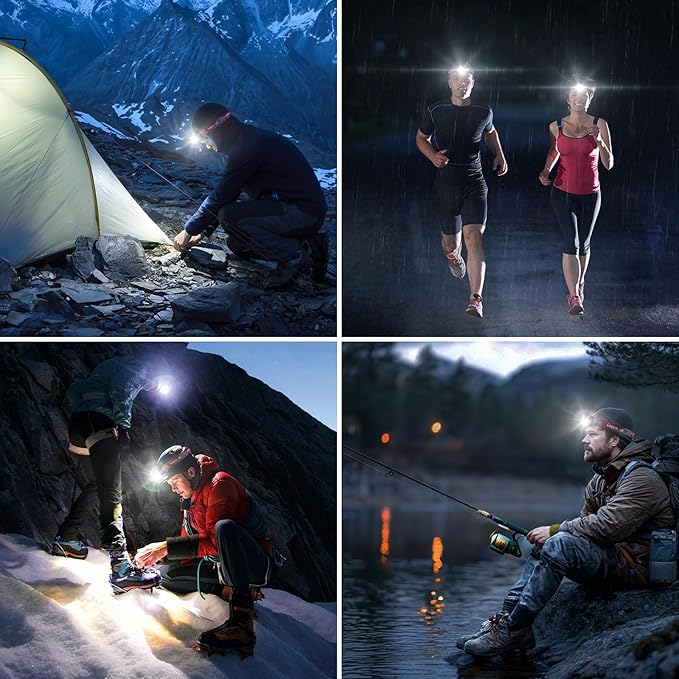 Lepro 320014 LED Rechargeable Headlamp, 2 Pack Head Lamp with 6 Modes for Camping & Hiking Gear