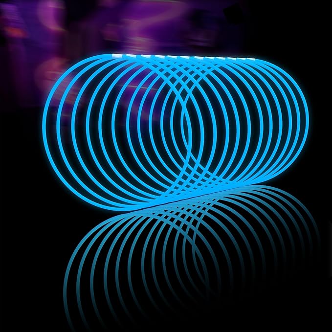 Glow Fever Glow Sticks Bulk 100ct 22'' Glow Necklaces with Connectors, Neon Light Sticks for Party