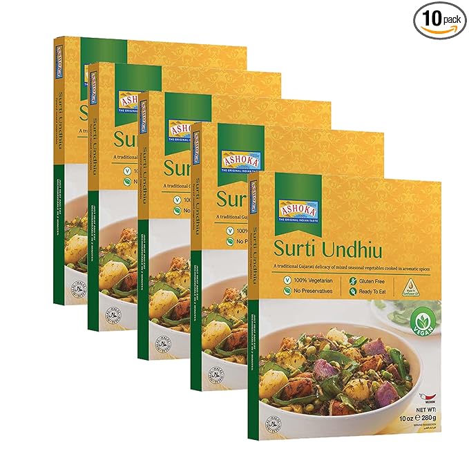 Ashoka Microwavable Meals 1932, Plant-Based Curry, Mixed Vegetables, All-Natural Entrees, Surti