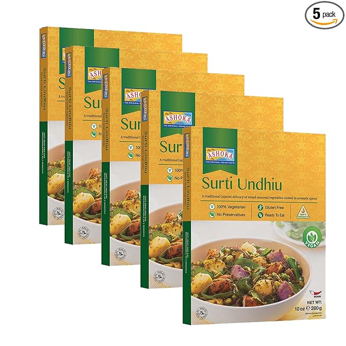 Ashoka Microwavable Meals 1932, Plant-Based Curry, Mixed Vegetables, All-Natural Entrees, Surti