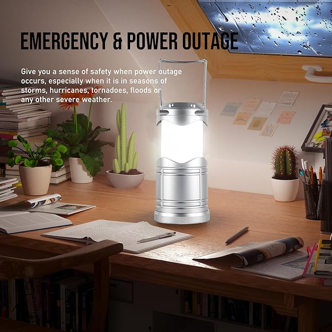 Lichamp LED Camping Lantern, 4 Pack Battery Powered Flashlight for Power Outages, Portable