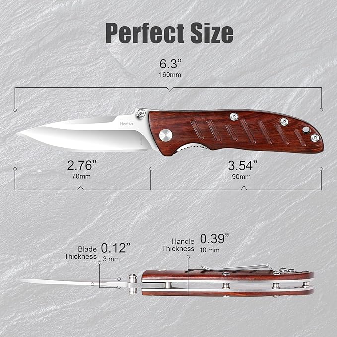 Harita Pocket Knife Folding Knife EDC Knife with Pocket Clip, 2.76 inch 8Cr13MoV Steel Blade