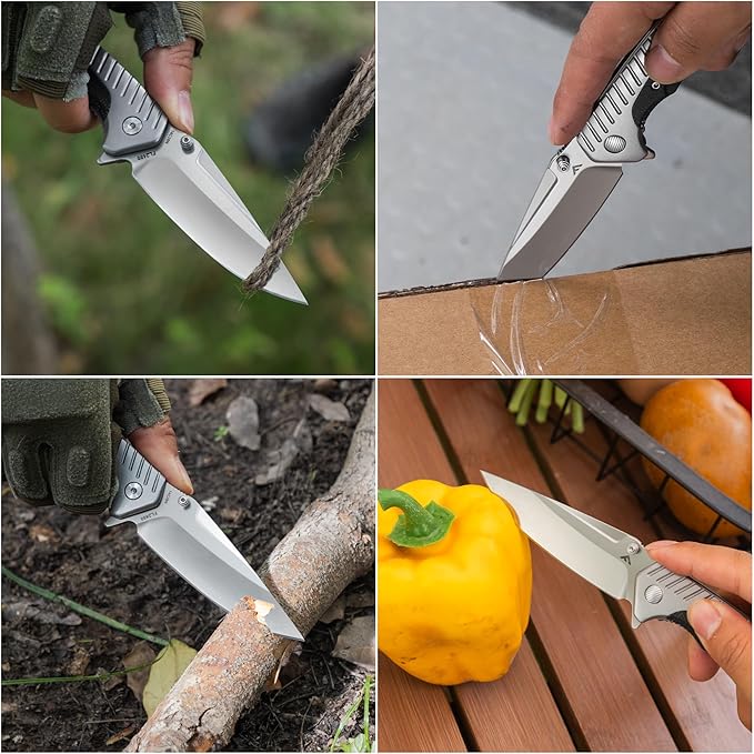FLISSA Pocket Knife with 3.35" 14C28N Steel Blade, Liner Lock Folding Knife with Micarta Handle for