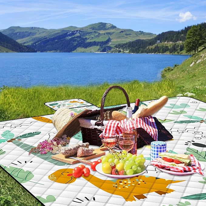 Extra Large Picnic Blanket Waterproof,80"x 80"Foldable Machine Washable Beach Blanket,Outdoor