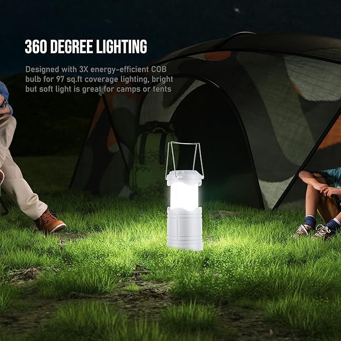 Lichamp LED Camping Lantern, 4 Pack Battery Powered Flashlight for Power Outages, Portable