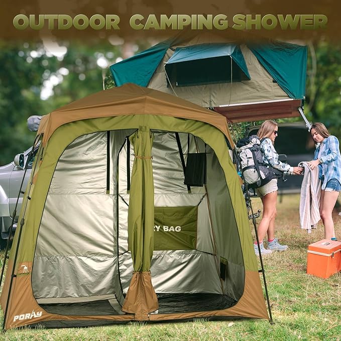 Camping Shower Tent Deluxe Changing Room Easy Set Up Privacy Shelter,Large Toilet Tent with Floor