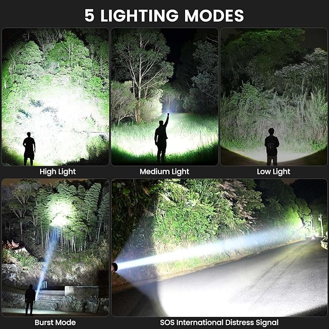 Rechargeable Flashlights High Lumens, 99,000 Lumens Super Bright Led Flashlights with 5 Modes &