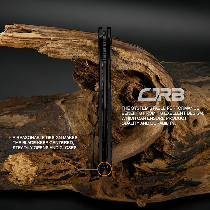 CJRB Frack Pocket Knife, 3.9" AR-RPM9 Steel Blade PVD Coating Frag Pattern Steel Handle EDC Knife