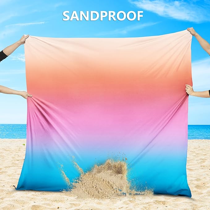 Beach Blanket Waterproof Sandproof Beach Mat 79" X 83"/10'x9'for 2-8 Adults Quick Drying Outdoor