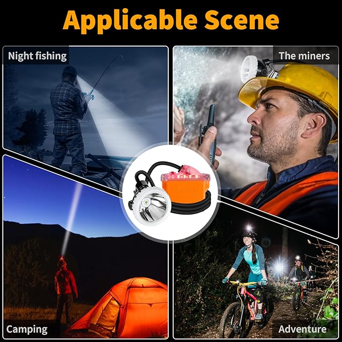 Super Bright Rechargeable Mining Headlamp, 1+2 LED Hard Hat Light, Waterproof & Explosion Proof