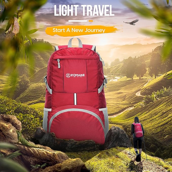 ZOMAKE Lightweight Packable Backpack 35L, Light Foldable Backpacks Water Resistant Collapsible