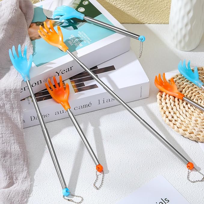 Tioncy 50 Pcs Extendable Back Scratcher Bulk Hand Shaped Retractable Scratcher Telescoping Massage