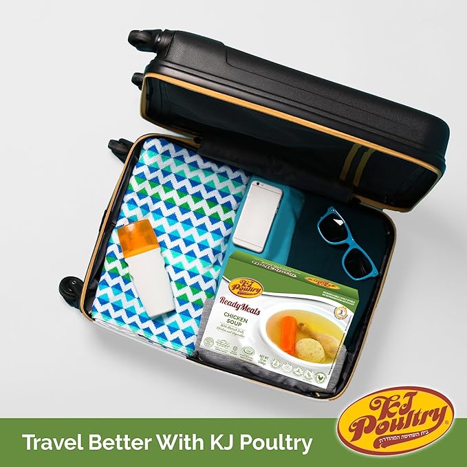 KJ Poultry Kosher Ready Meals - Matza Ball Chicken Soup & Vegetables, CHOMETZ NOT for PASSOVER, MRE