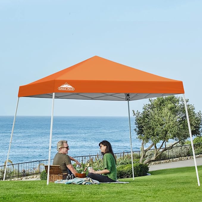 EAGLE PEAK 10x10 Slant Leg Pop-up Canopy Tent Easy One Person Setup Instant Outdoor Beach Canopy