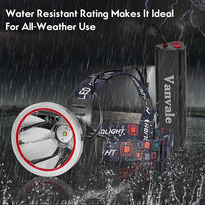 High Power Rechargeable LED Headlamp,IPX4 Waterproof Head Light with Charger,Super Long Lasting
