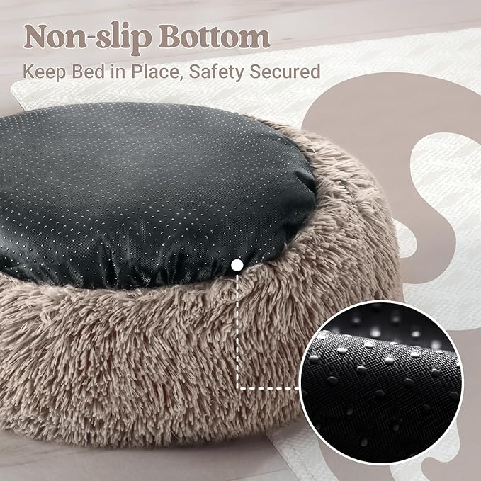 rabbitgoo Cat Beds for Indoor, 20 inches Machine Washable, Fluffy Round Pet Bed Non-Slip, Calming