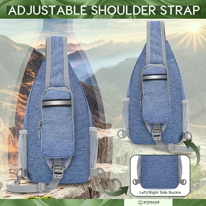 ZOMAKE Sling Bag,Small Crossbody Sling Backpack,Water Resistant Shoulder Daypack for Travel,Anti