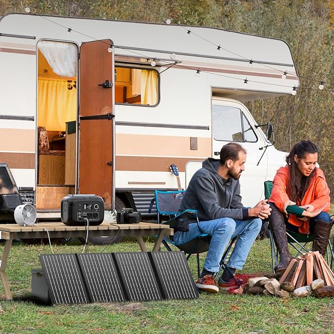 Solar Powered Generator 300W Peak/70400mAh, 260Wh Portable Power Station with Panels 40W Included