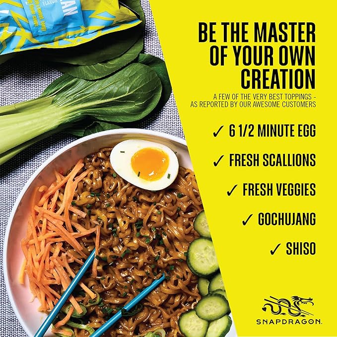Snapdragon Saucy Instant Noodles with Korean BBQ Slurpable Sauce - Quick Meal, Snack, and Lunch.