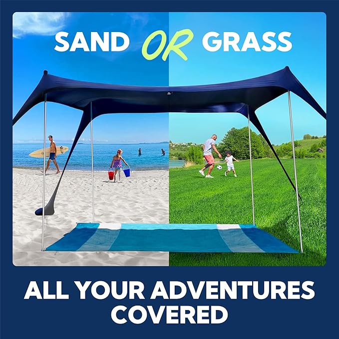 SUN NINJA Beach Tent Sun Shelter UPF50+ - Easy Pop Up Beach Canopy - Outdoor Shade for Camping