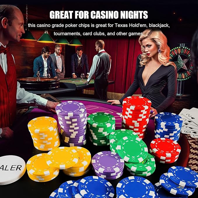 100PCS Black Poker Chips, Casino Poker Chips Set, 11.5 Gram Plastic Poker Chips Clay Blank Game