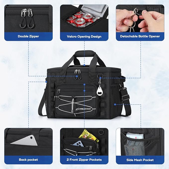 Maelstrom Soft Sided Cooler Bag, 30/40 Can Collapsible Insulated Ice Chest, Large Leakproof Camping