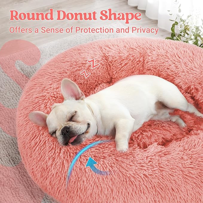 rabbitgoo Calming Dog Bed for Small Medium, 27 inches Pet Bed Machine Washable, Non-Slip Round