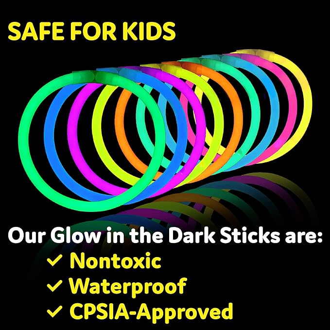 PartySticks Glow Sticks Party Supplies 1000 pack - 8 Inch Glow in The Dark Light Up Sticks Party