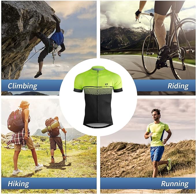 LAMEDA Men's Cycling Jersey Breathable Lightweight Bike Jersey Short Sleeve Quick Dry Moisture