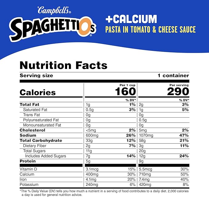 SpaghettiOs Original Canned Pasta Plus Calcium, 15.8 oz Can (Pack of 12)