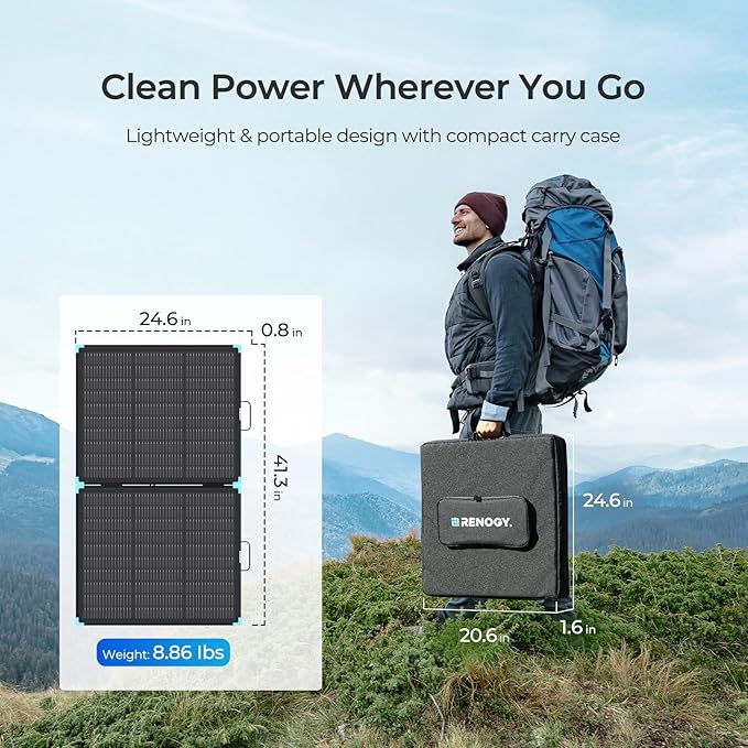 Renogy 100W Portable Solar Panel Suitcase, 25% High Efficiency N-Type Foldable Solar Charger for