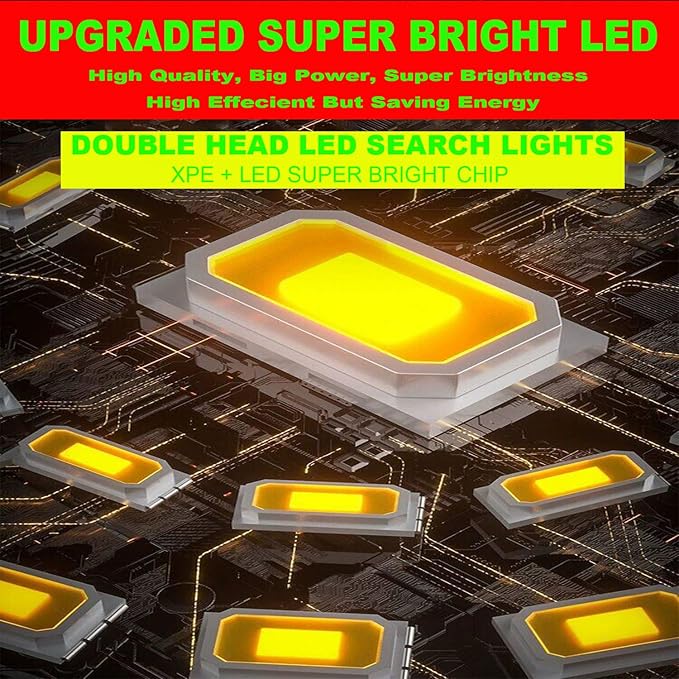 Rechargeable LED Searchlight Flashlight, LED Spotlight Big Power Capacity 15000LM 20h Ultra-Long