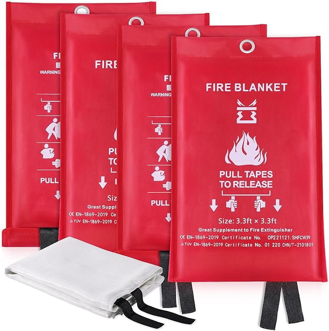 Fire Blanket for Kitchen Home Emergency - Fiberglass Blankets Fire Survival Suspension Flames