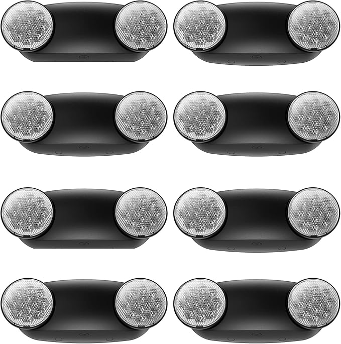 SPECTSUN 8 Pack Black Led Exit Sign with Emergency Lights &Battery Backup -Adjustable Hardwired 2