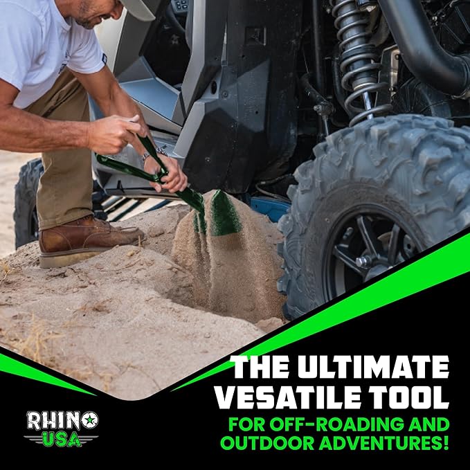 RHINO USA Folding Survival Shovel w/Pick - Heavy Duty Carbon Steel Military Style Entrenching Tool