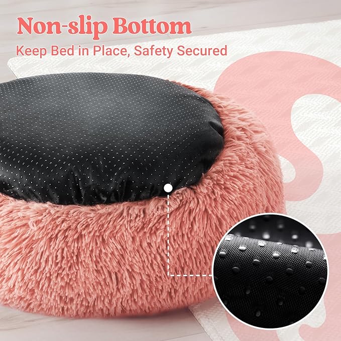 rabbitgoo Calming Dog Bed for Small Medium, 27 inches Pet Bed Machine Washable, Non-Slip Round