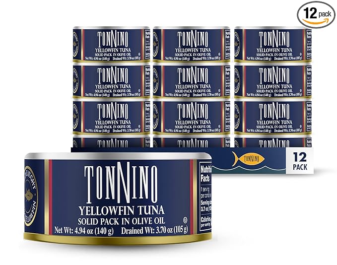Tonnino Yellowfin Tuna Fish in Olive Oil - Pack of 12 Can (4.94 Ounces (Pack of 12), Olive Oil)