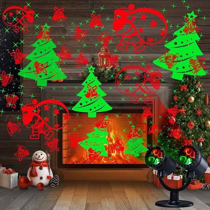 Toodour Christmas Projector Lights Outdoor, Double Head Dynamic Projector Christmas Lights with