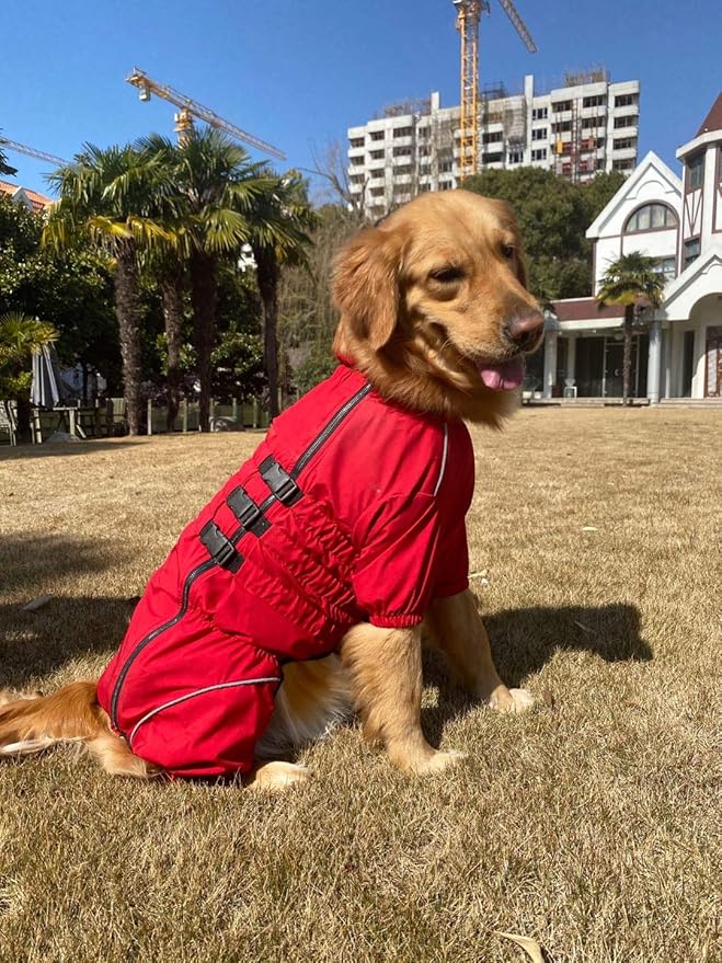 Dogs Waterproof Jacket, Lightweight Waterproof Jacket Reflective Safety Dog Raincoat Windproof