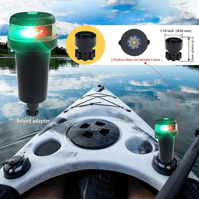 Kayak Battery Portable Navigation LED Lights Multi- Adaptors 3AA Battery Inflatable Boat Surface